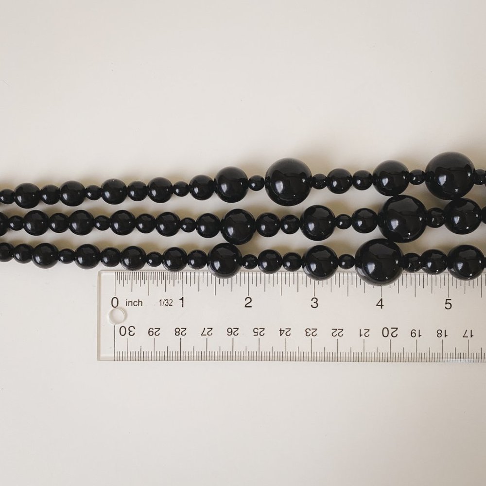 Vintage Monet Black Ball Round Beaded Multi Strand Statement Bib Necklace - Picture 12 of 12